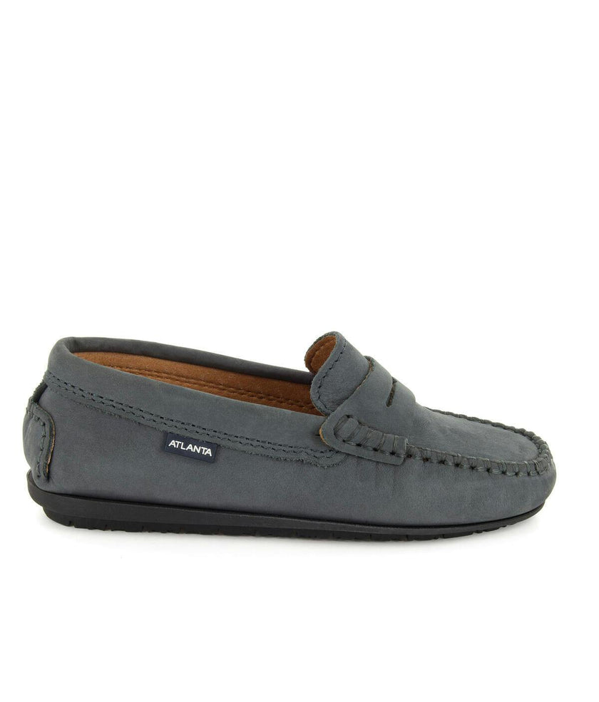 Nubuck Leather Penny Moccasins, Grey