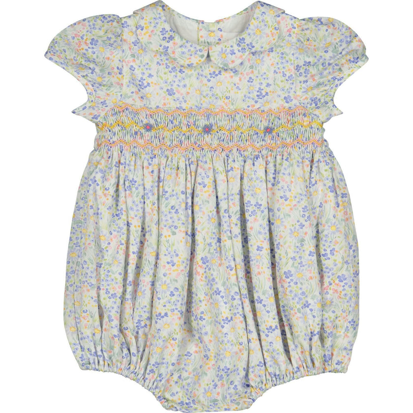 Ondine Blue Floral Short Sleeve Bubble Romper