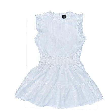 White Ruffle Shoulder Sleeveless Dress