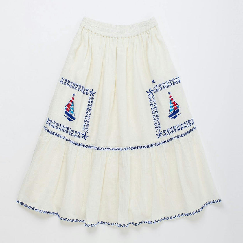 BARCOS EMBROIDERED SKIRT WHITE