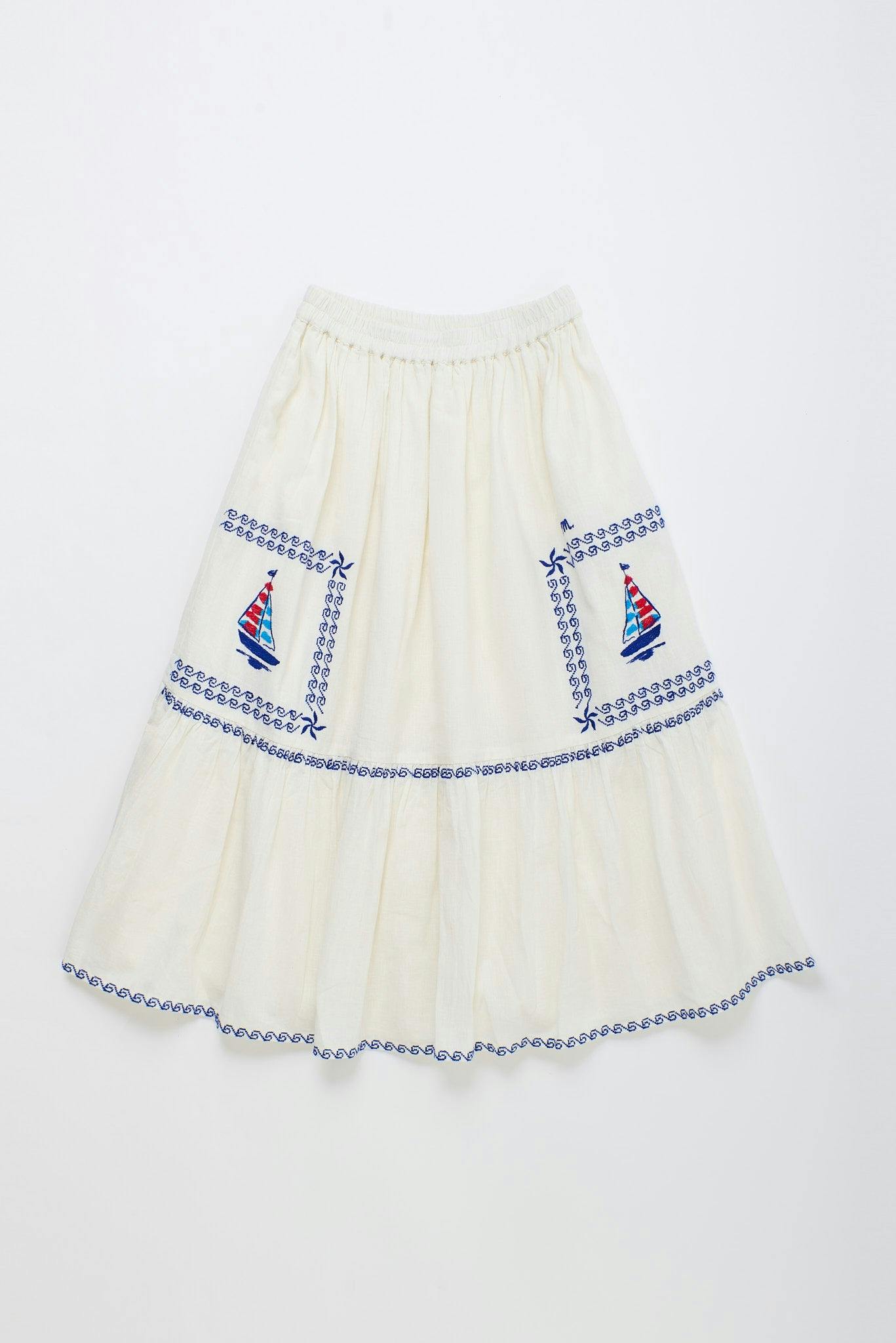 BARCOS EMBROIDERED SKIRT WHITE