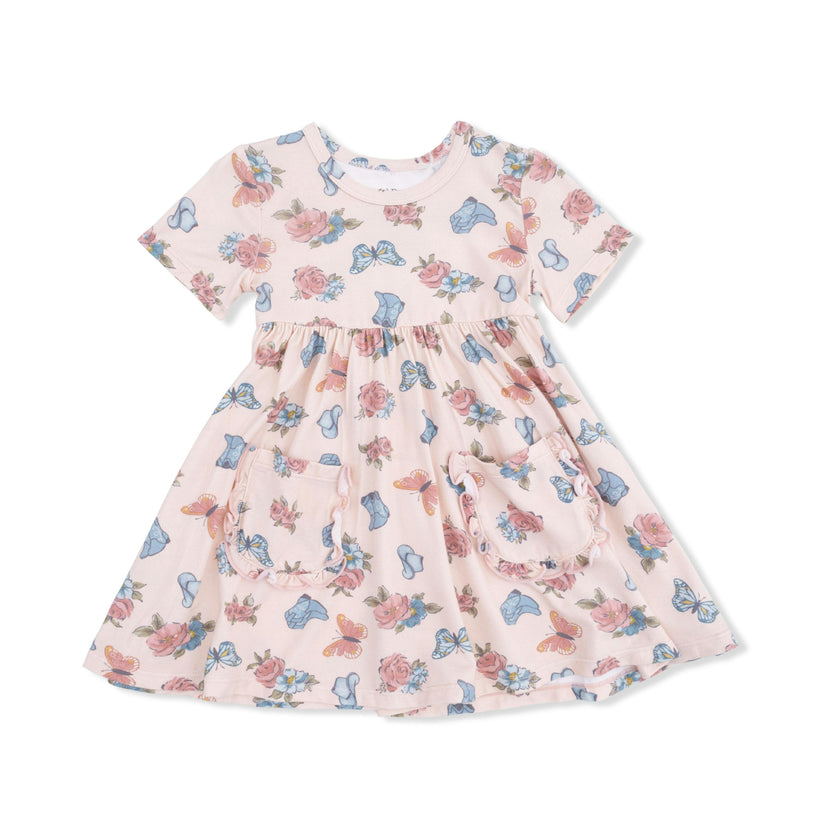 Country Girl Boots - Twirly Dress with Ruffle Pockets