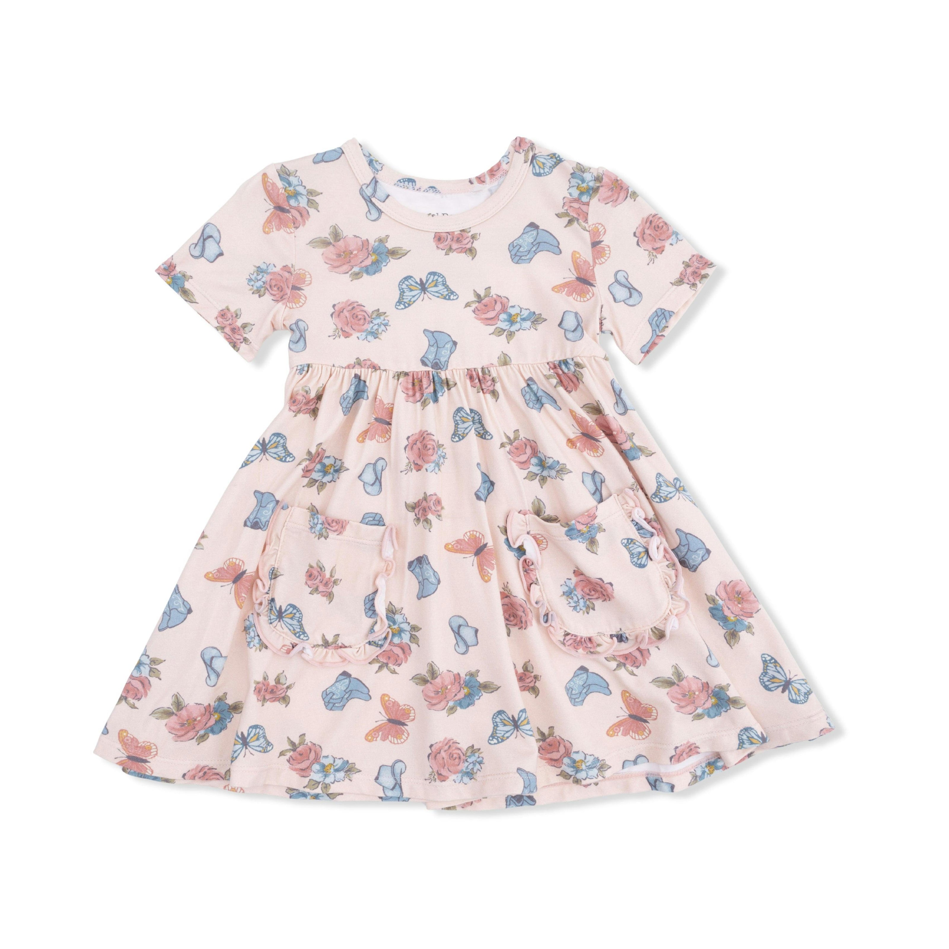 Country Girl Boots - Twirly Dress with Ruffle Pockets
