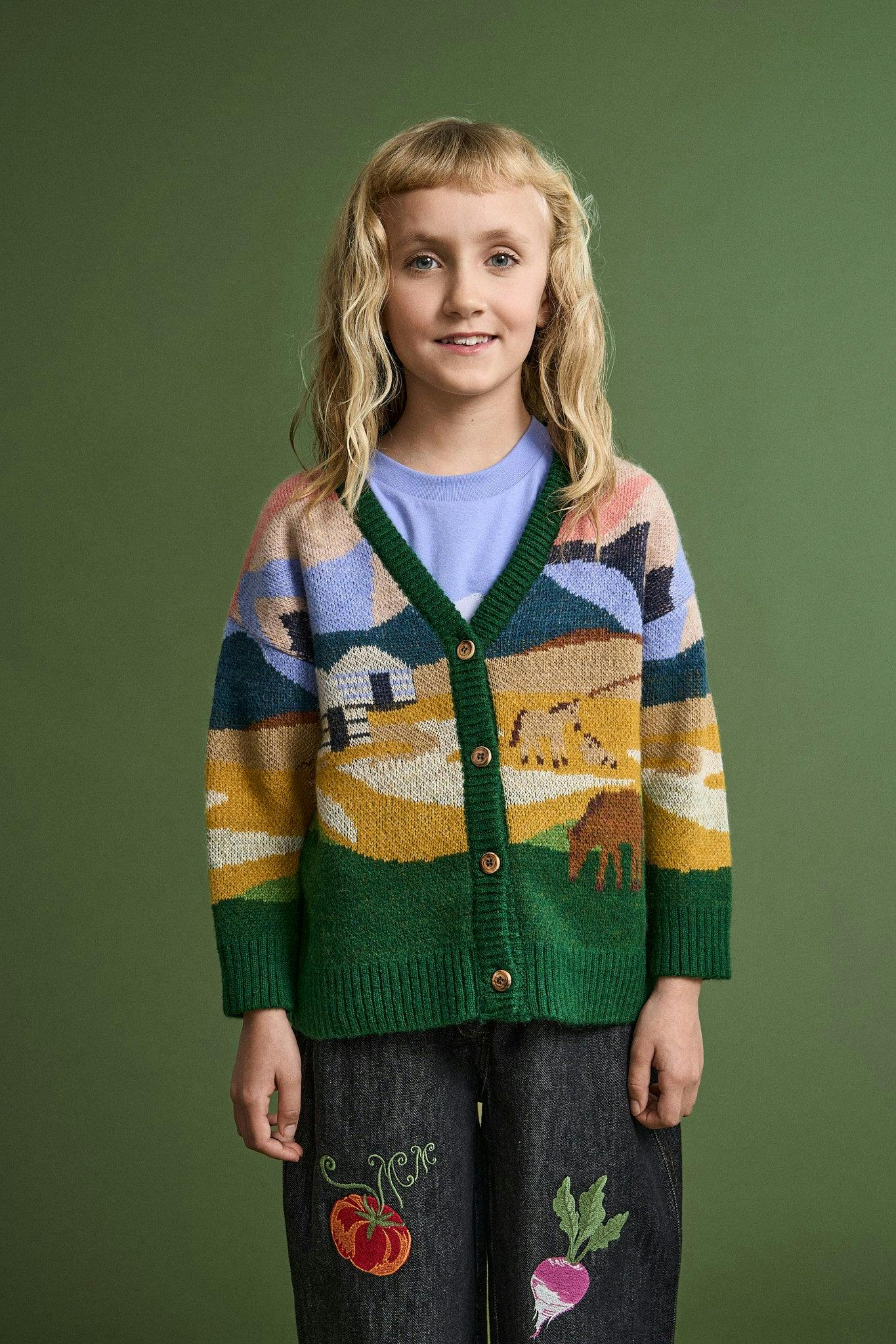 LANDSCAPE KNITTED CARDIGAN BEIGE