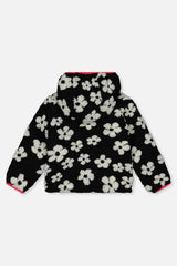 Reversible Mid-Season Jacket Pink And Black Printed Flowers