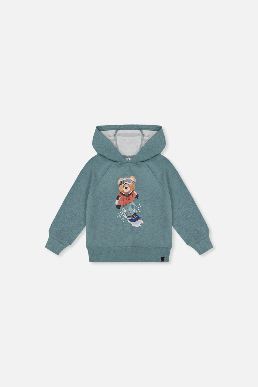 Baby Hoodie With Screenprint Pale Turquoise