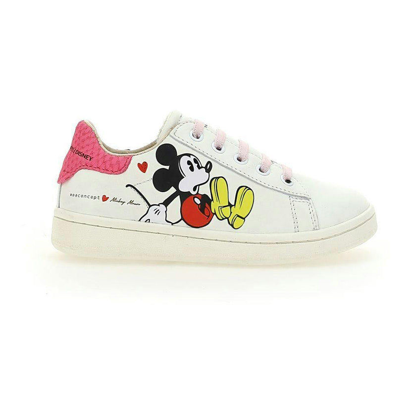 White Mickey Pink Tab Sneakers