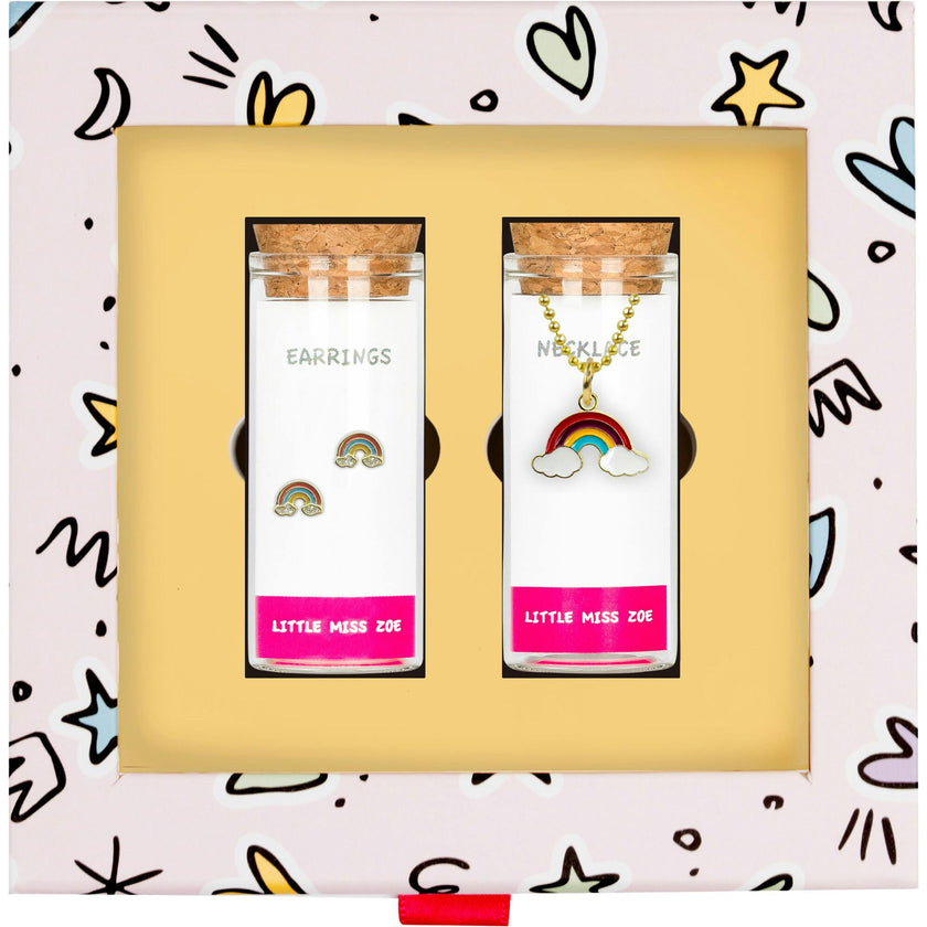 Rainbow Necklace and Earrings Gift Set