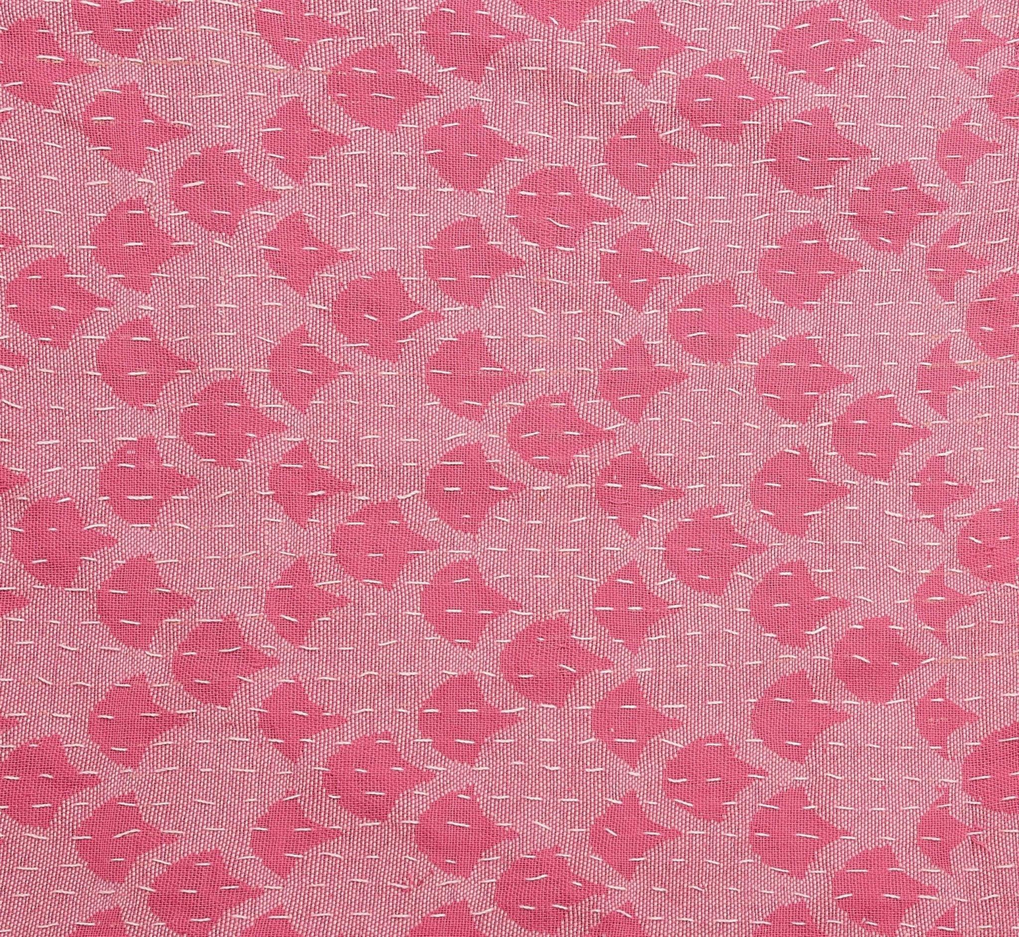 Artisan Hand Loomed Cotton Square Pillow - Pink Ginkgo Design - 24