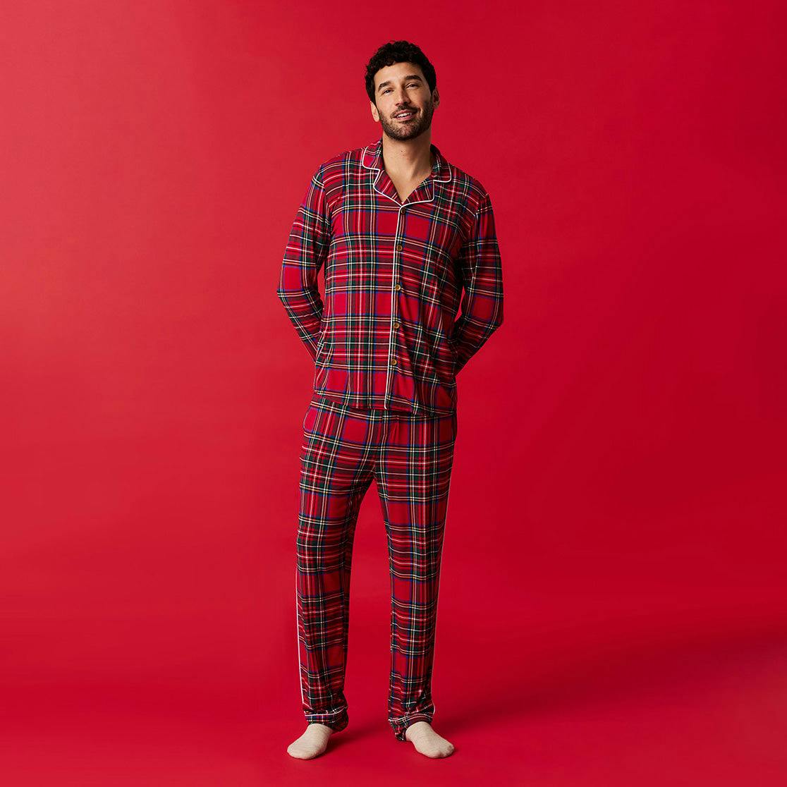Red Tartan Plaid Men's Relaxed Pant Luxe Loungewear