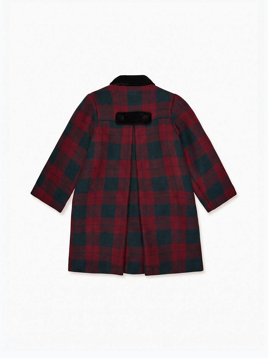 Burgundy Check Arrieta Girl Coat