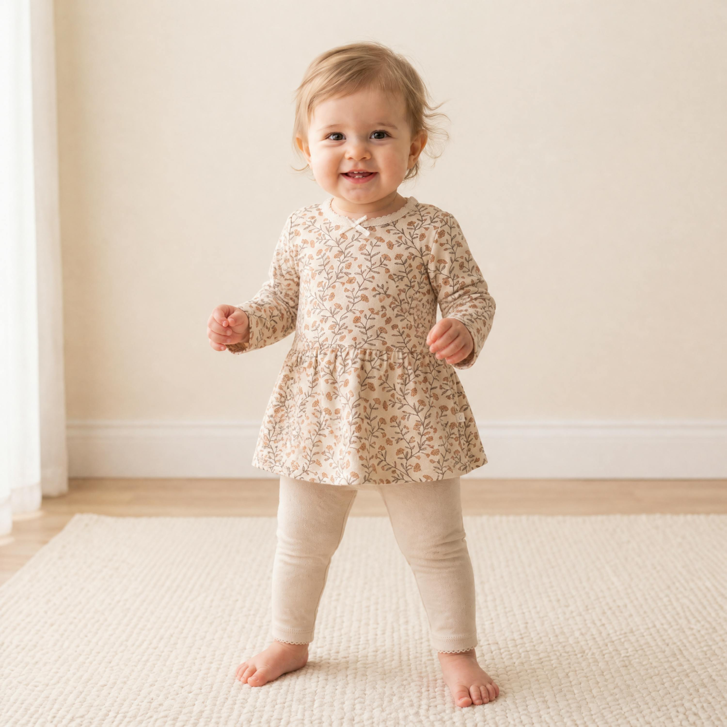 Organic Bodysuit Dress & Leggings Set - Rustbloom