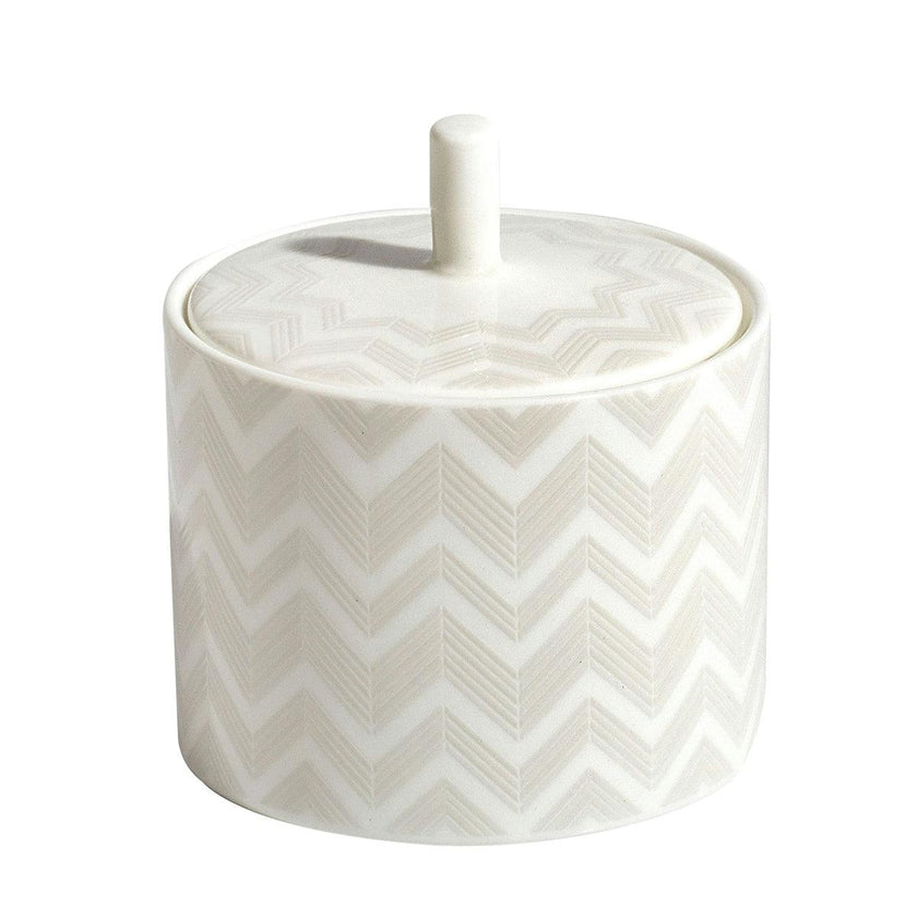 Sugar Pot Zig Zag  White Diam. 3.3"