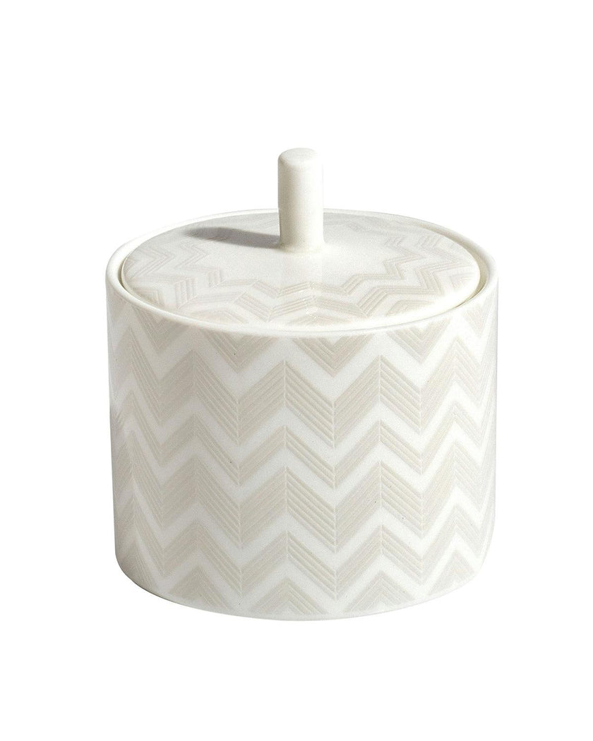 Sugar Pot Zig Zag  White Diam. 3.3"