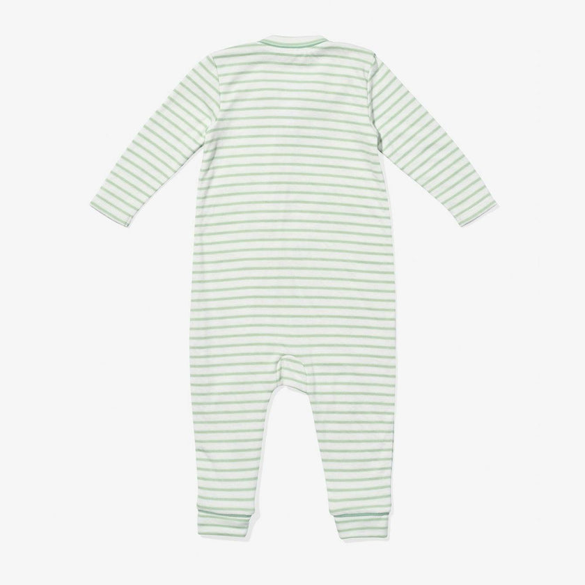 Ziggy Zip Romper, Dusty Seafoam Mini Stripe
