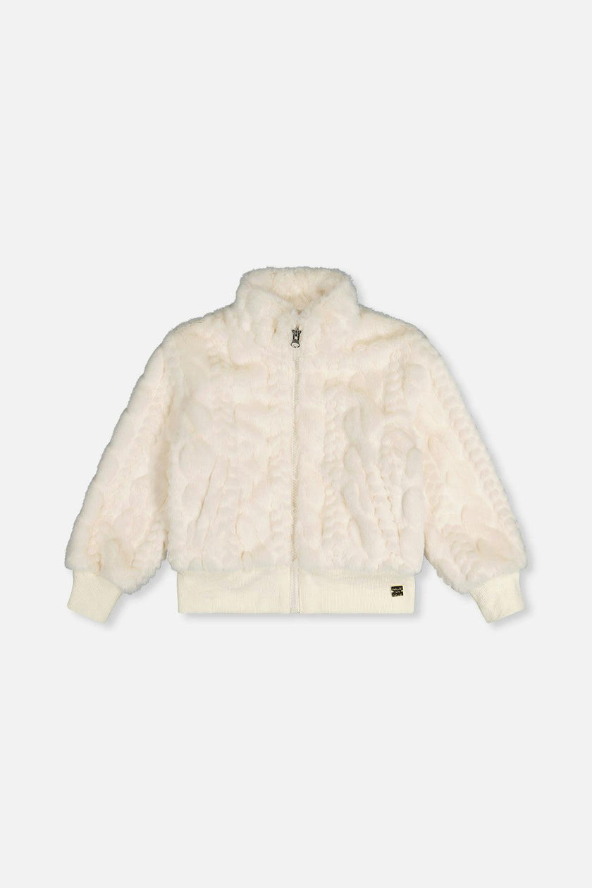 Faux Fur Jacquard Jacket Beige