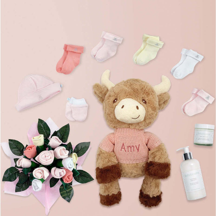 Personalized Harriet Highland Welcome Baby Hamper