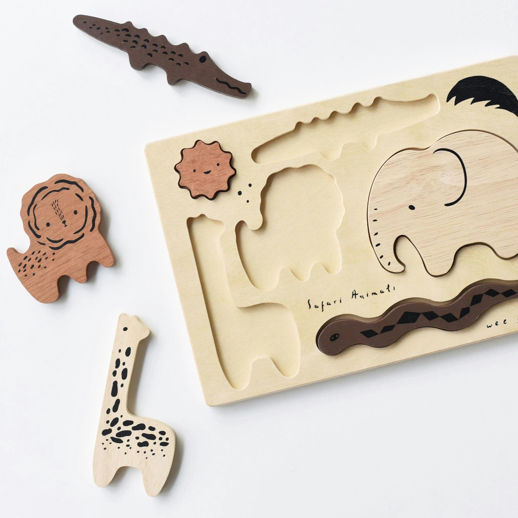 WOODEN TRAY PUZZLE - SAFARI ANIMALS - 2ND EDITION