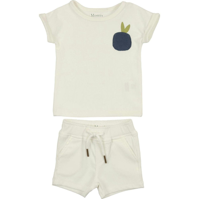 Boys Ribbed Berry Applique Tee & Short Set