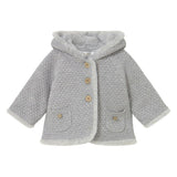 Newborn Girl Knit Jacket with Faux Fur