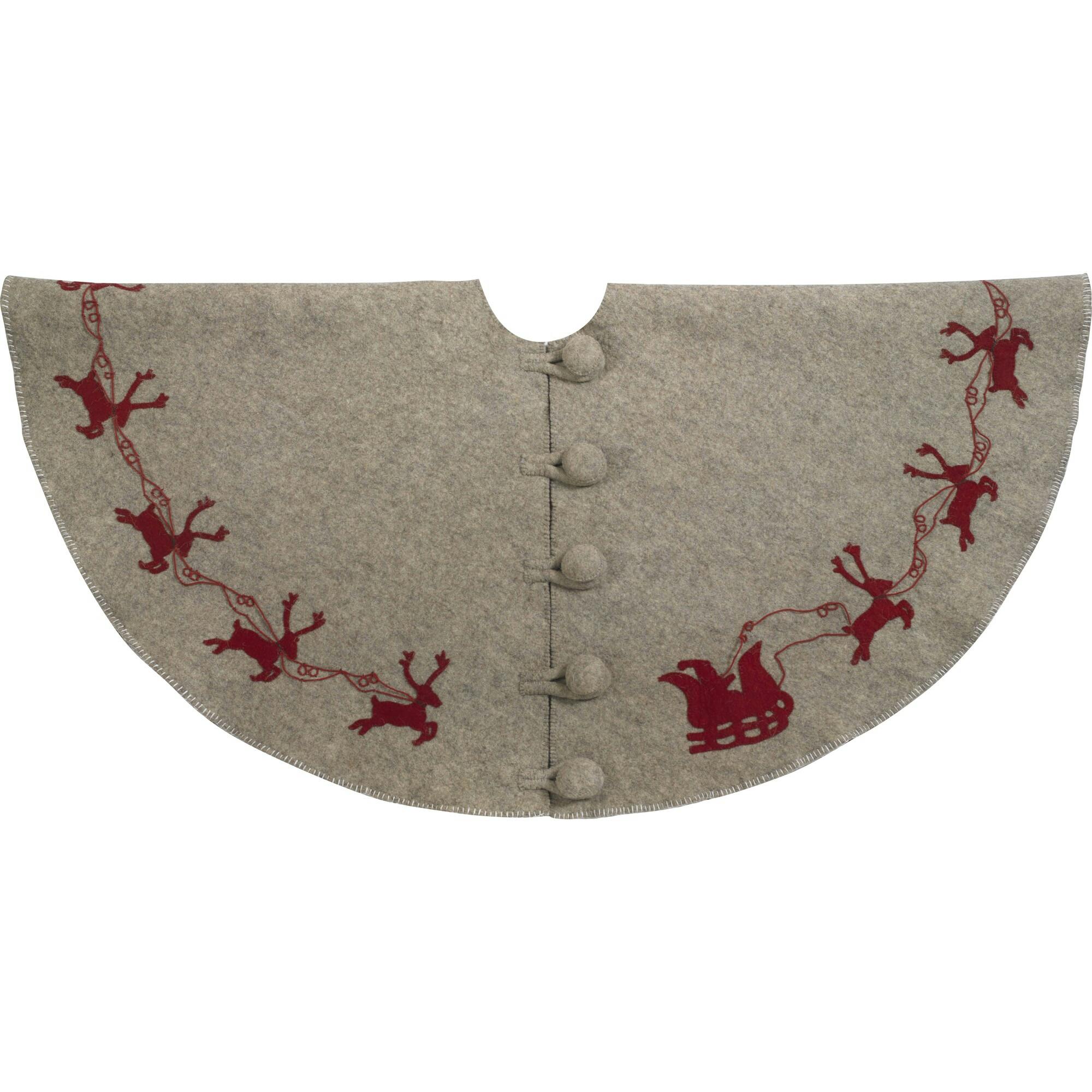 tree skirt- grey with red and cream whip stitch-72