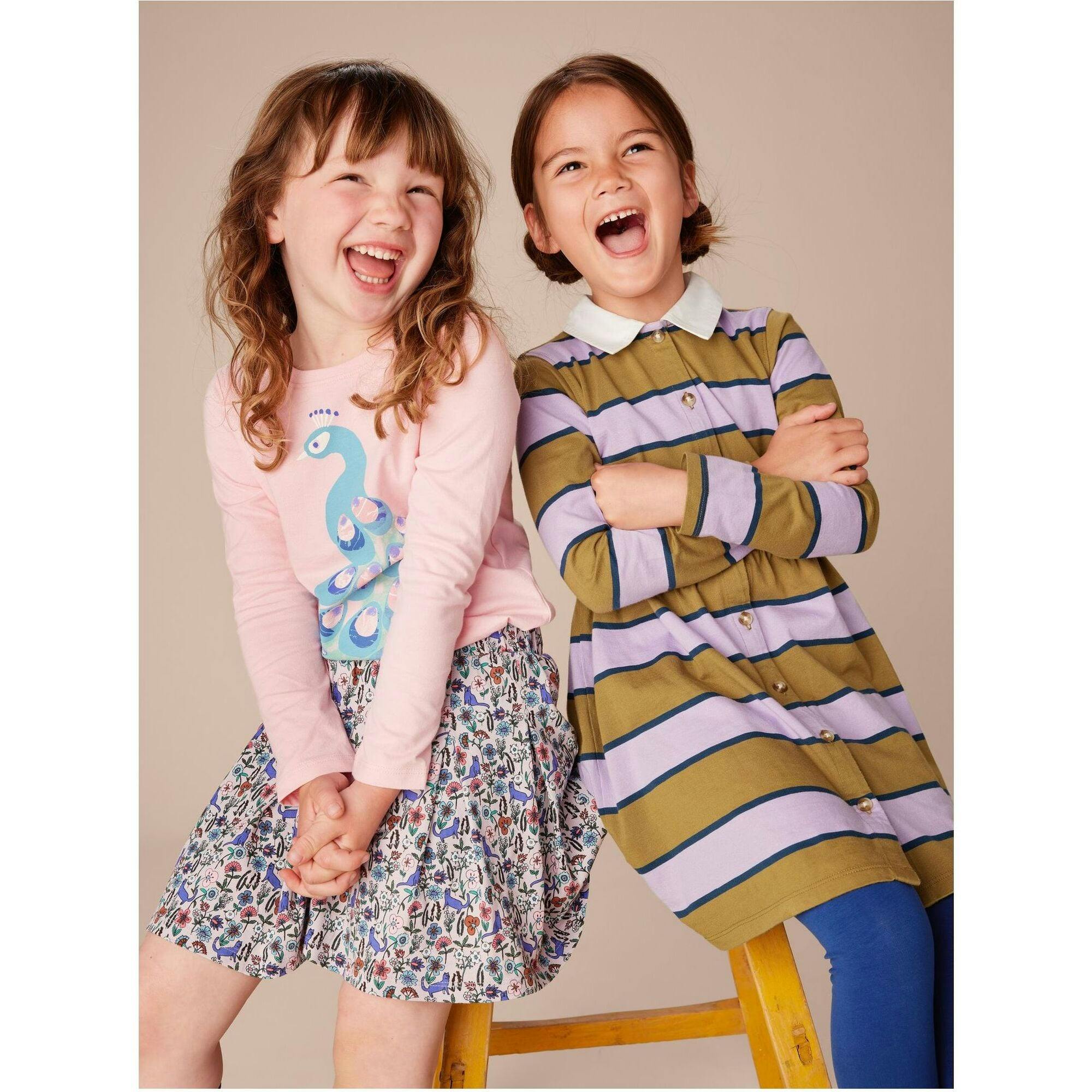 Pleated Jersey Skirt, Brown