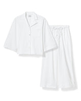 The Olivia Wide Leg Pima Pajama Set in White