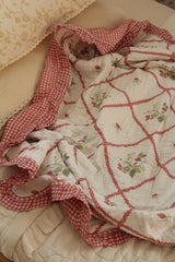 Ruby Strawberry Ruffle Quilt 6 Layer Gauze Blanket