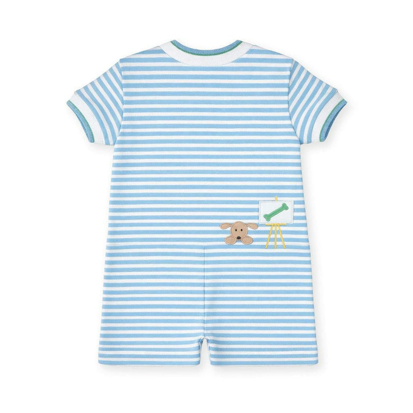 Stripe Knit Shortall With Painting Dog