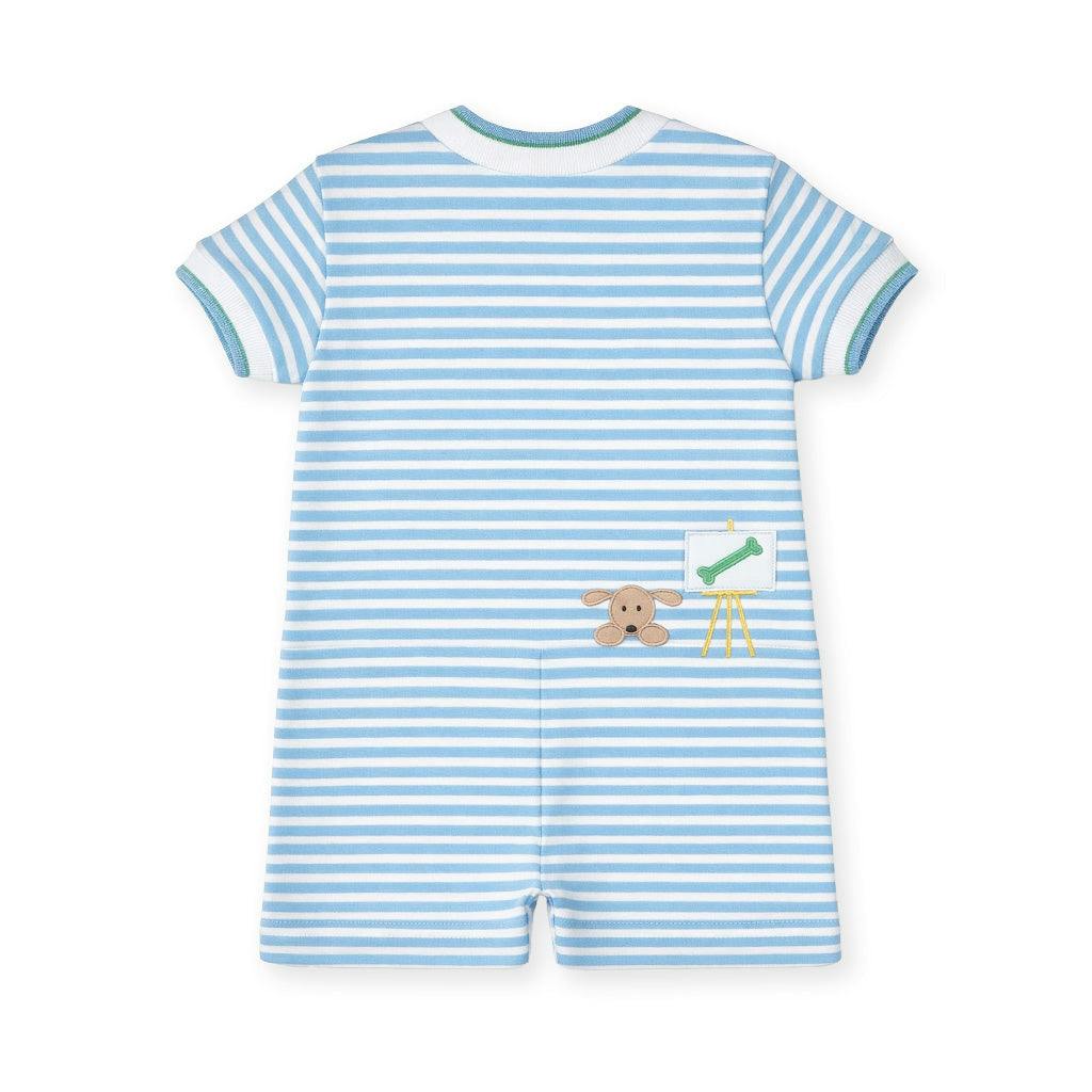 Stripe Knit Shortall With Painting Dog