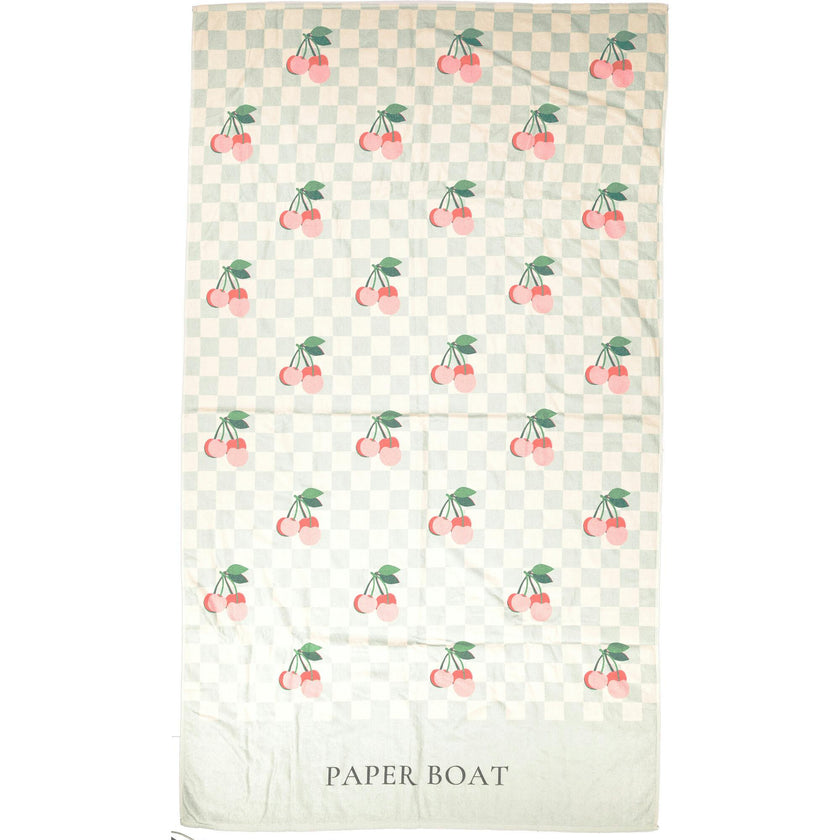 Cherries Squares Large Beach Towel
