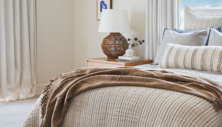 Coastline Blue & Beige Nautical Texture Throw Pillow