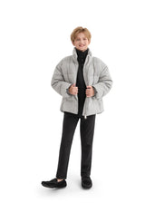 Gray Puffer Jacket with High Collar