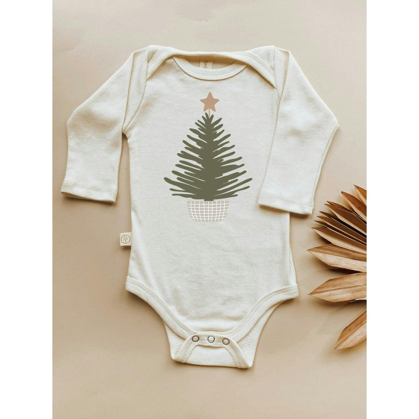 Holiday Tree Organic Baby Bodysuit Long Sleeve