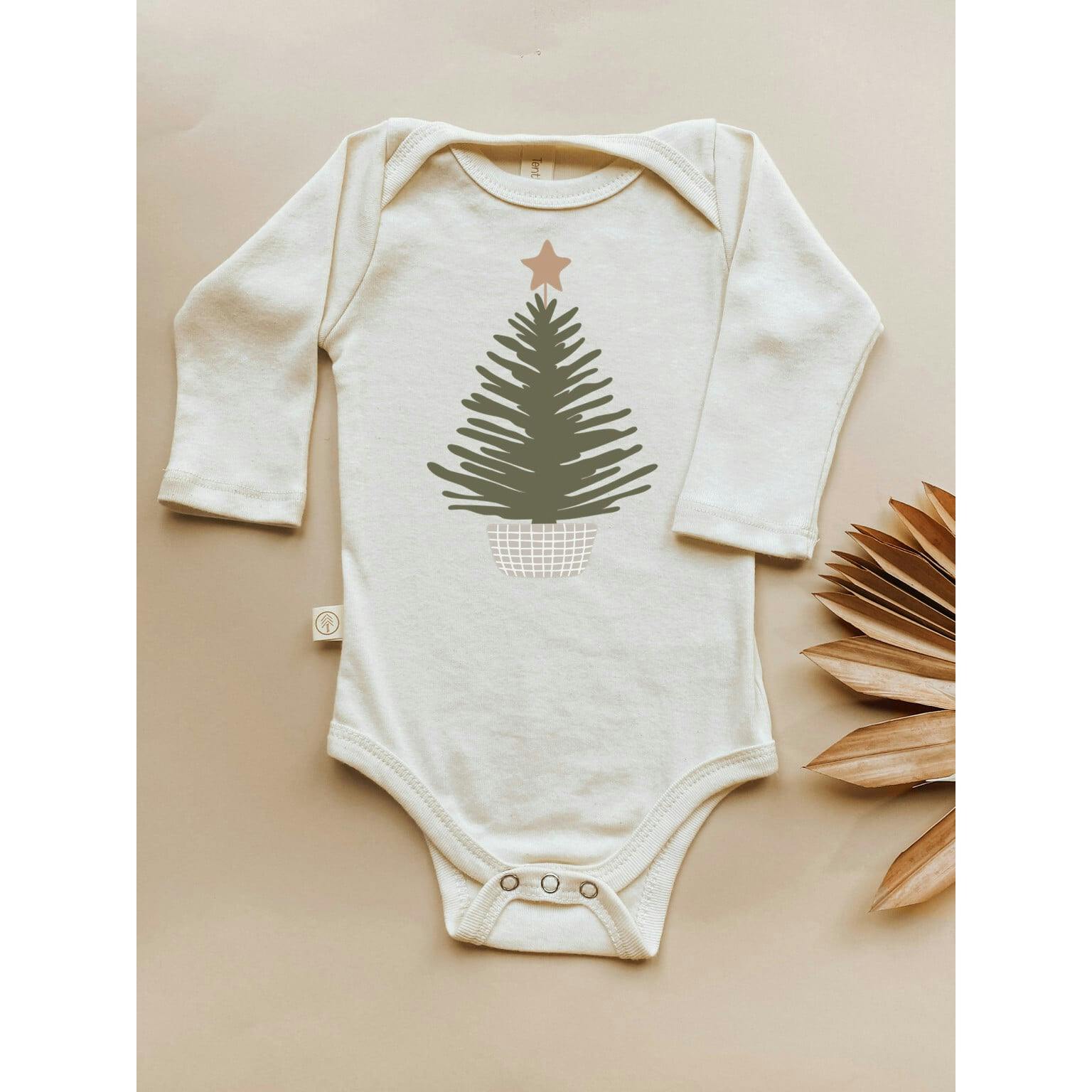 Holiday Tree Organic Baby Bodysuit Long Sleeve