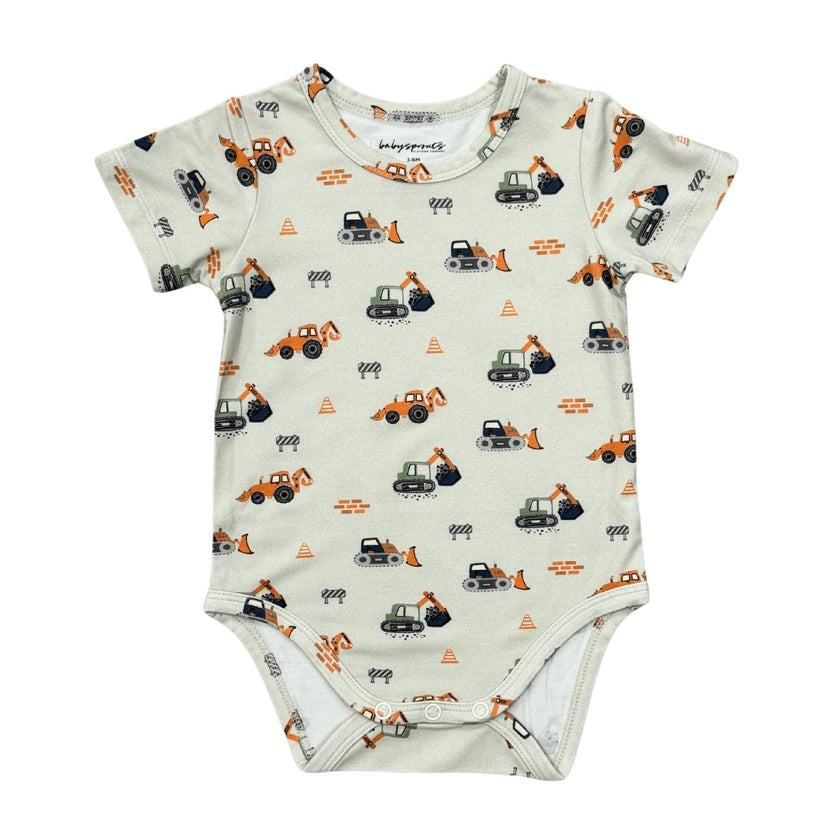 Baby Boy Short Sleeve Bodysuit in Construction