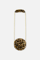 Faux Fur Shoulder Bag Brown Leopard Print