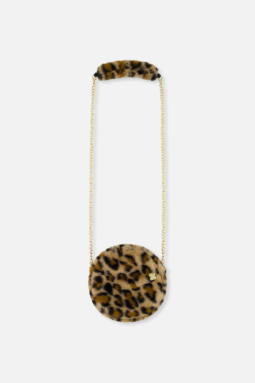 Faux Fur Shoulder Bag Brown Leopard Print