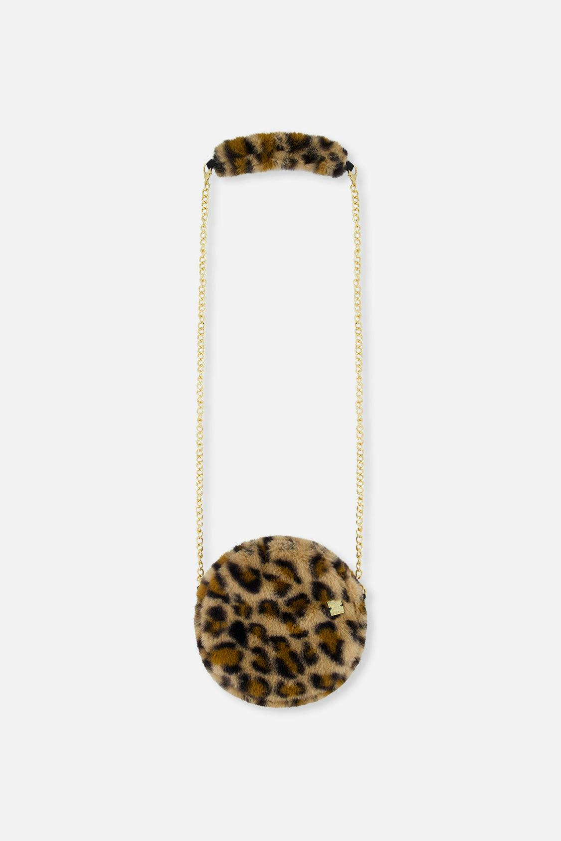 Faux Fur Shoulder Bag Brown Leopard Print