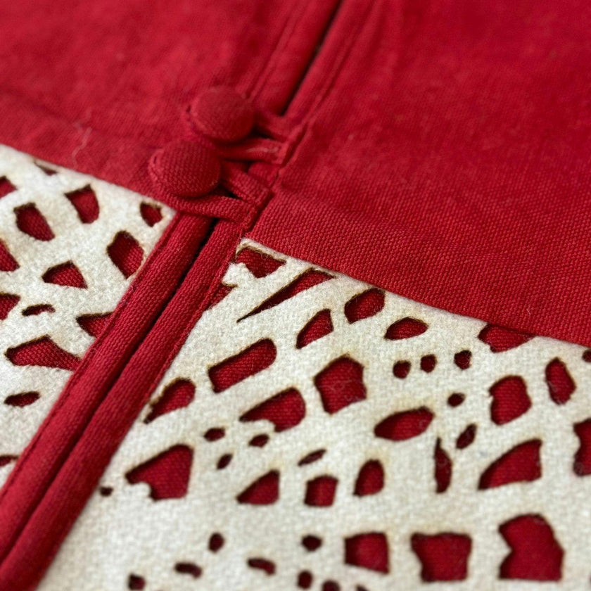 Handmade Linen Precision Cut Red Christmas Tree Skirt – 60" Arcadia Home