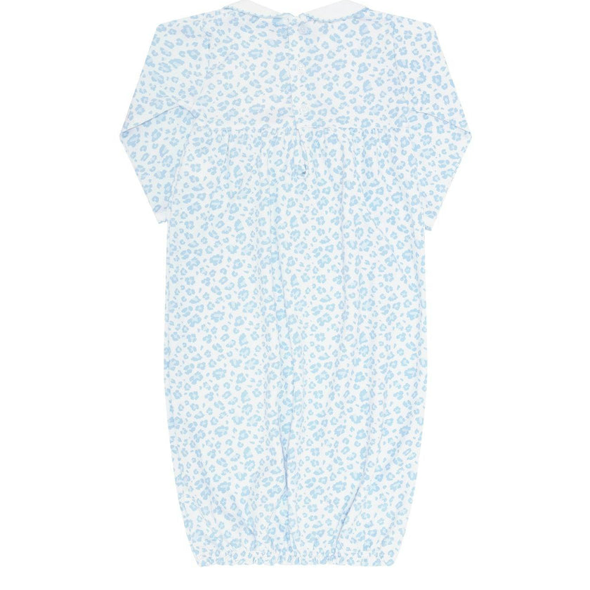 Blue Cheetah Print Smocked Gown