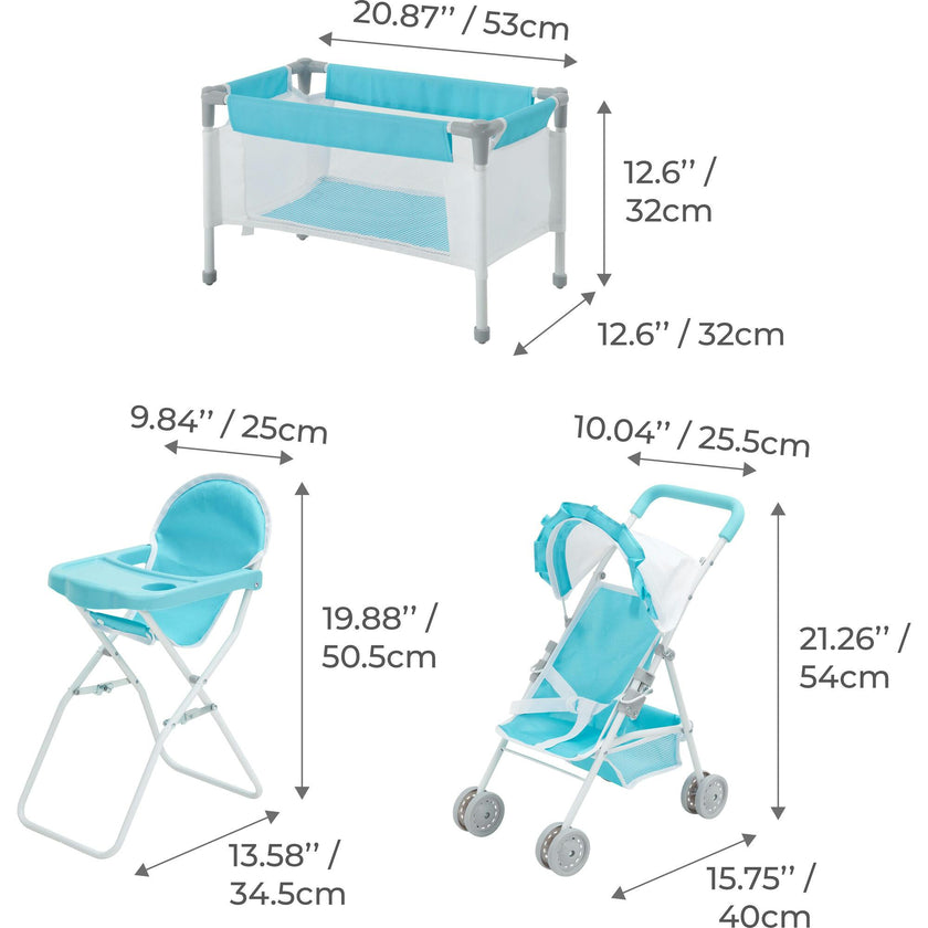 Olivia's Little World Baby Doll 3pc Nursery Set