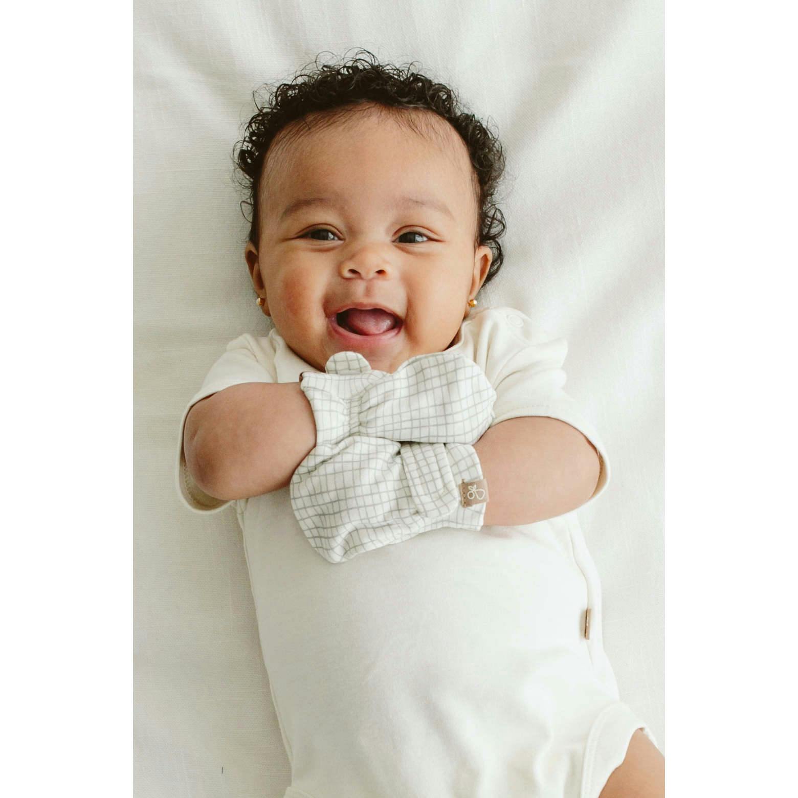 STAY ON 3-PACK MITTS | INDIGO + GRIDLOCK + DESERT MIST — Bamboo Organic Cotton Blend, 0–6M