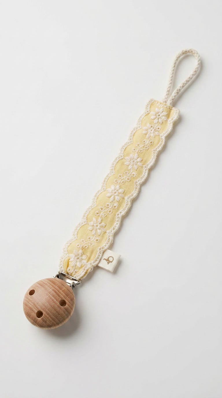 Lace Pacifier Holder (Cream, Yellow, Brown)