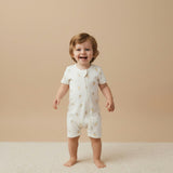 Organic Short Zip Romper - Ice Cream