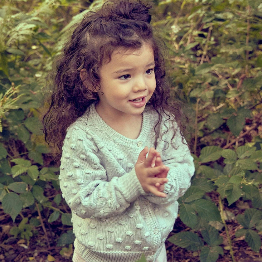 Baby Popcorn Knit Cardigan | Chalk