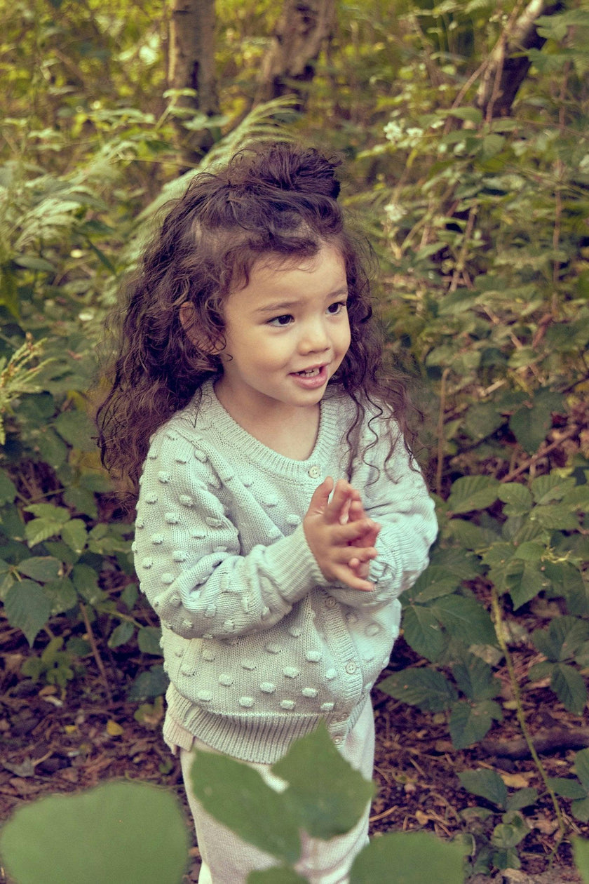 Baby Popcorn Knit Cardigan | Chalk