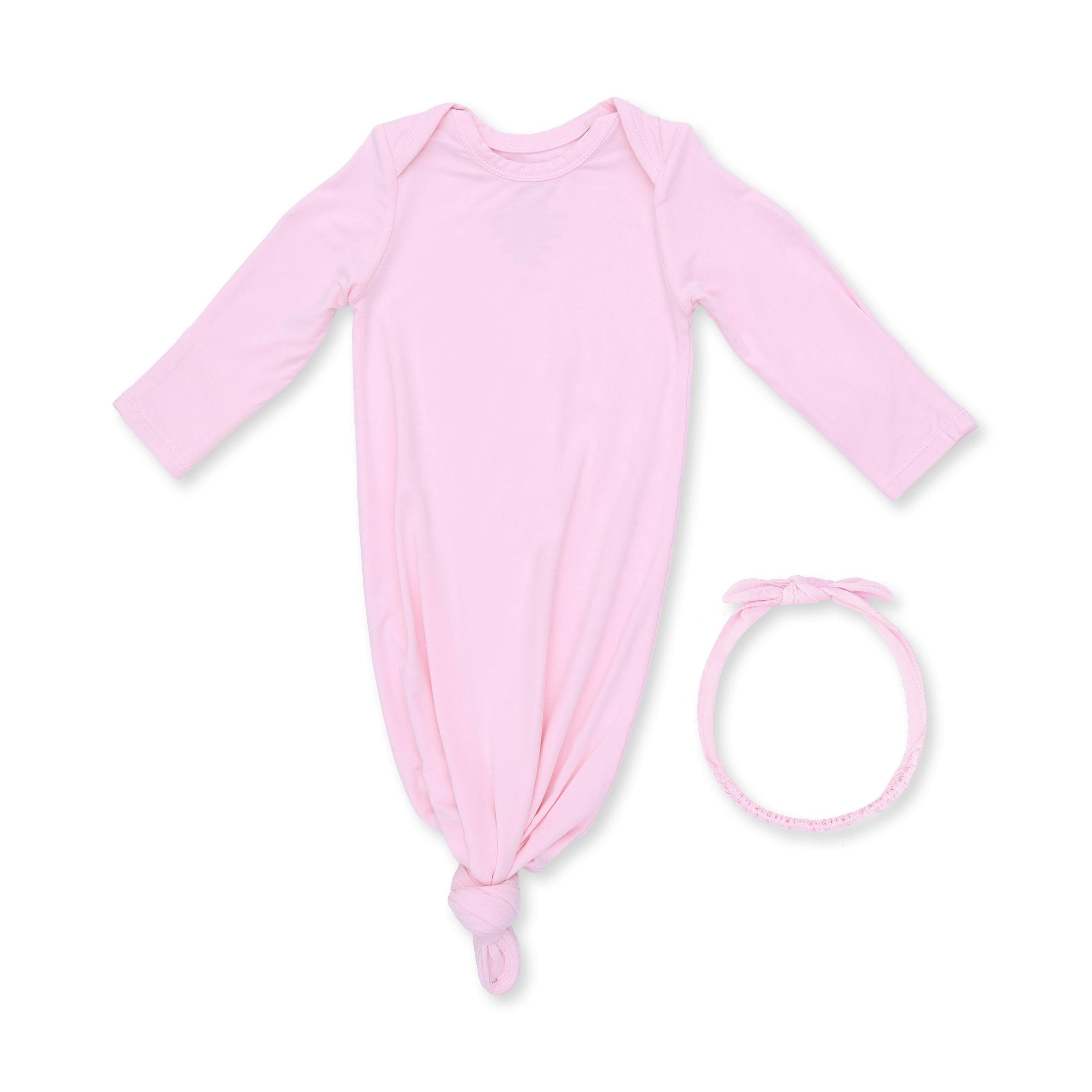 Solid Pink A Boo - Knotted Gown and Headband