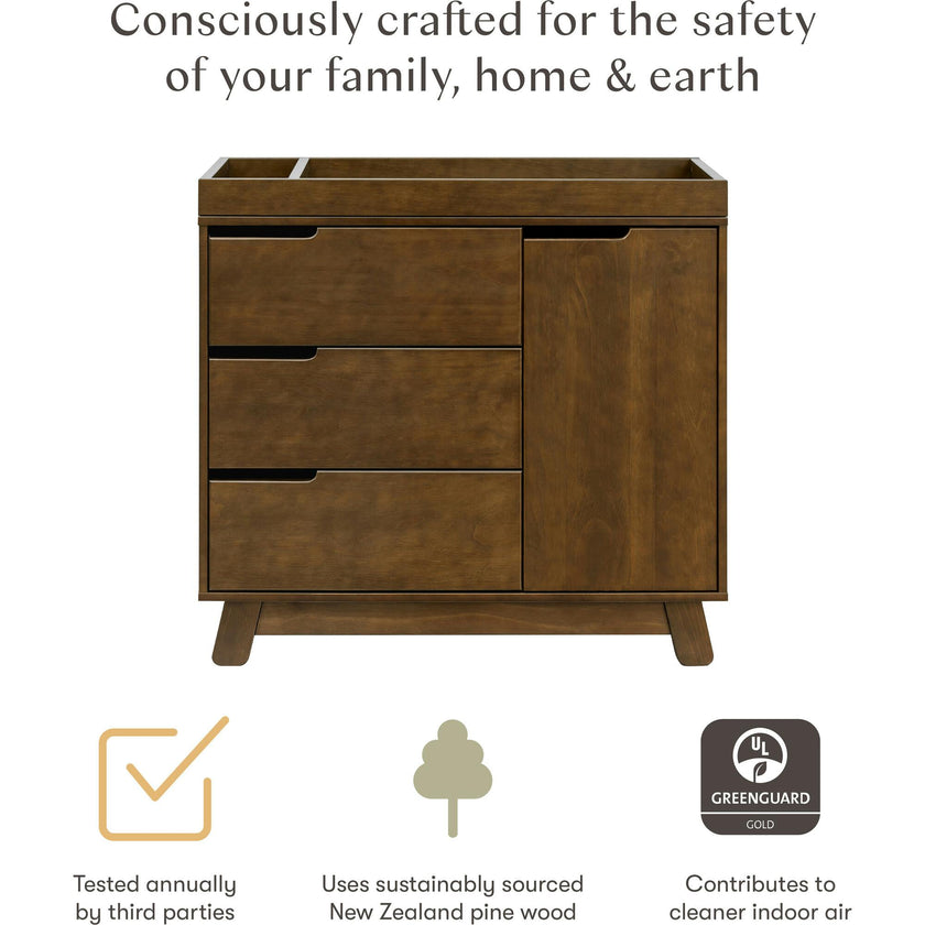 Hudson 3-Drawer Changer Dresser with Removable Changing Tray in Natural Walnut