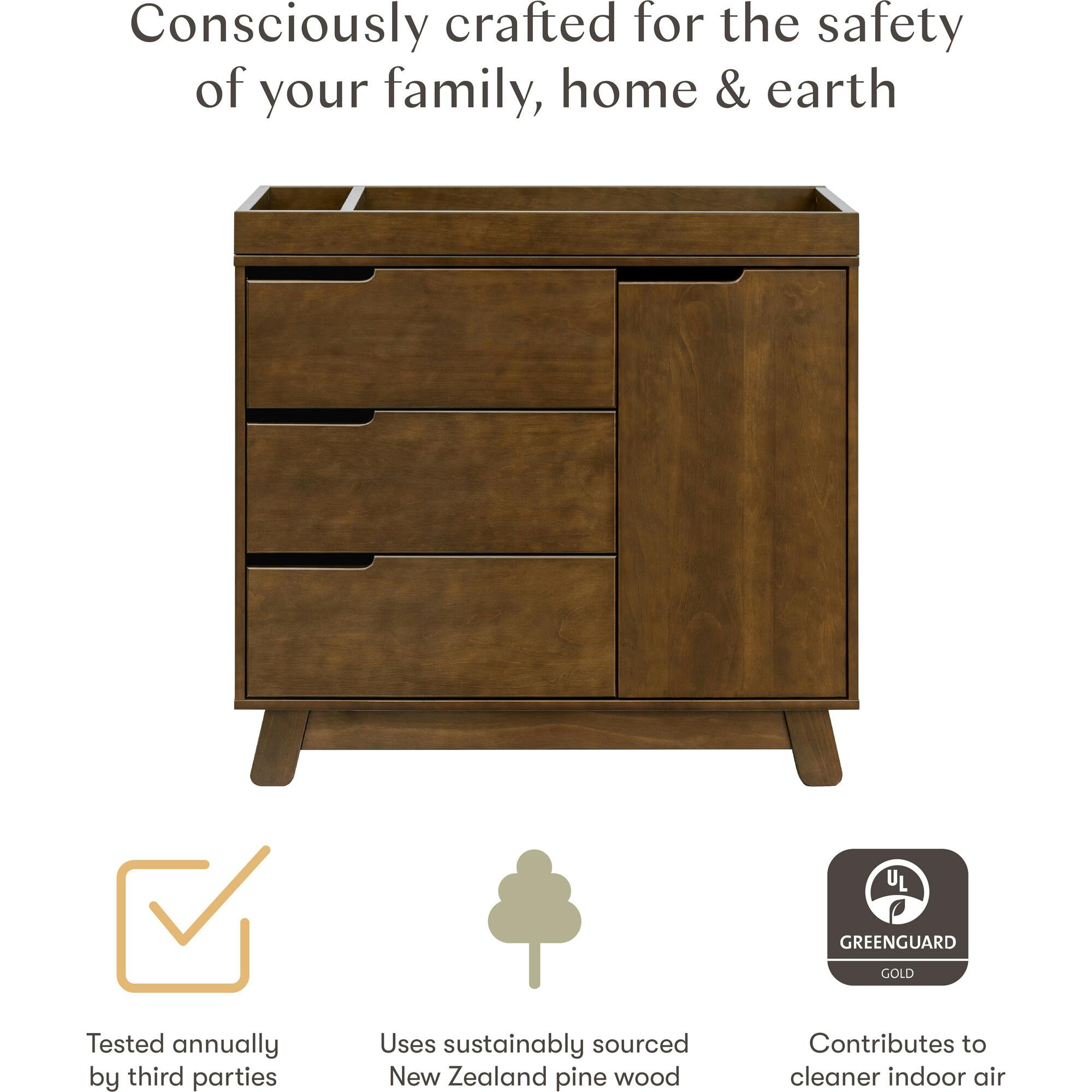 Hudson 3-Drawer Changer Dresser with Removable Changing Tray in Natural Walnut